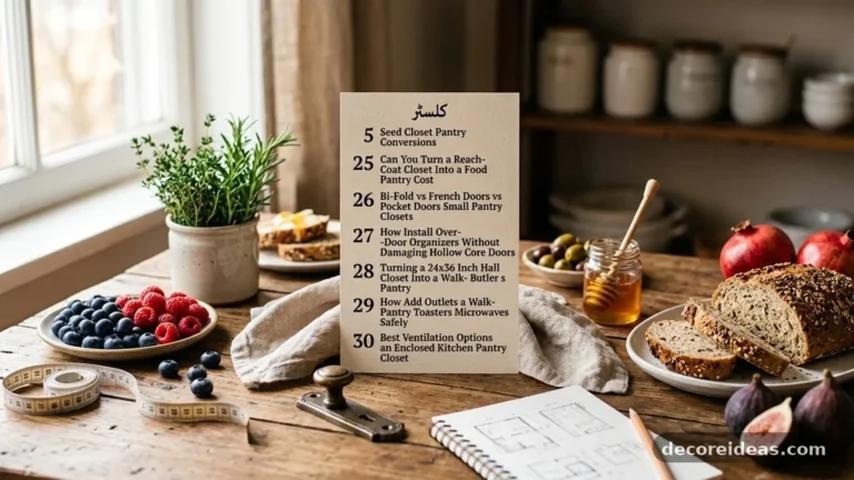 کلسٹر 5 (Seed: Closet to Pantry Conversions) 25. Can You Turn a Reach-In Coat Closet Into a Food Pantry? (Cost & Steps) 26. Bi-Fold vs French Doors vs Pocket Doors for Small Pantry Closets 27. How to Install Over-the-Door Organizers Without Damaging Hollow Core Doors 28. Turning a 24x36 Inch Hall Closet Into a Walk-In Butler's Pantry 29. How to Add Outlets to a Walk-In Pantry for Toasters and Microwaves Safely 30. Best Ventilation Options for an Enclosed Kitchen Pantry Closet