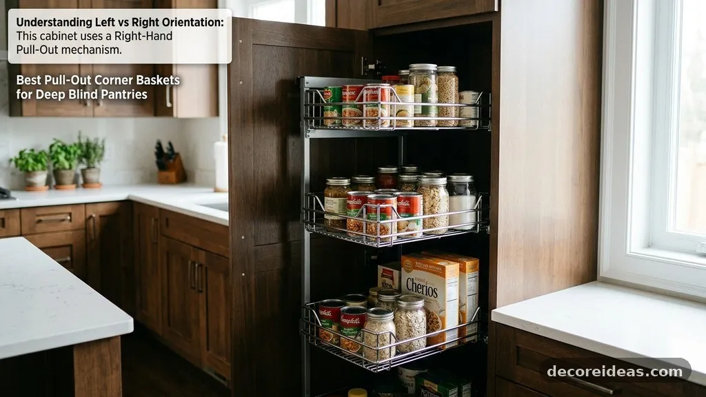 Understanding the Left vs. Right Orientation - Best Pull-Out Corner Baskets for Deep Blind Pantry Cabinets