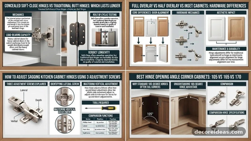 Comparing Hinge Specifications - Best Hinge Opening Angle for Corner Cabinets (105° vs 165° vs 170°)